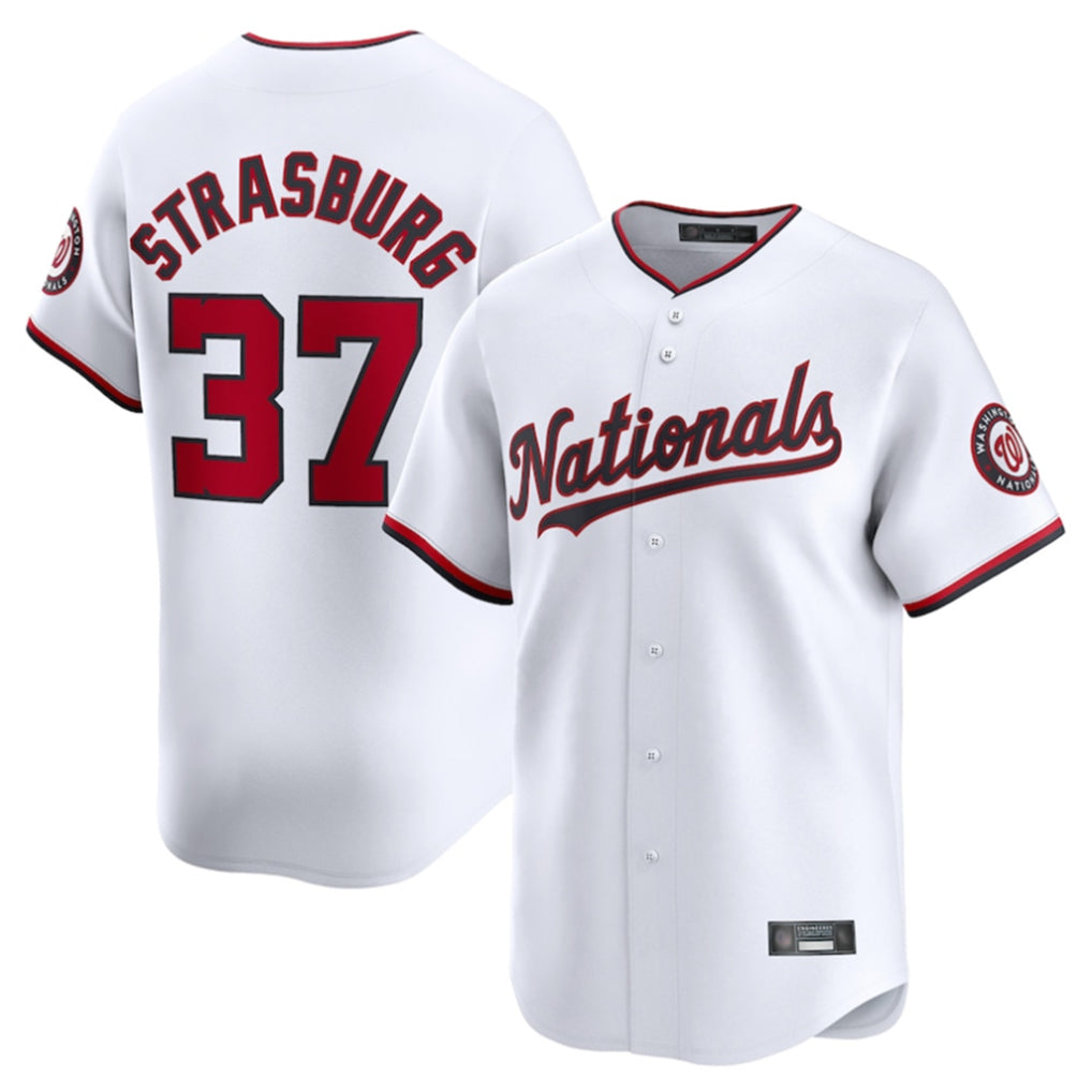 W.Nationals #37 Stephen Strasburg Player White Home Limited Qdoa Stitched Jerseys