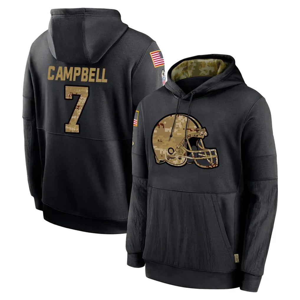 C.Browns #7 Tyson Campbell Player Black Salute to Service Pullover Hoodies Limited Qdoa Stitched Jerseys
