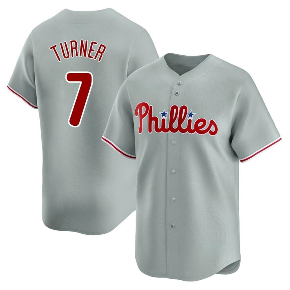 P.Phillies #7 Trea Turner Player Gray Home Limited Qdoa Stitched Jerseys