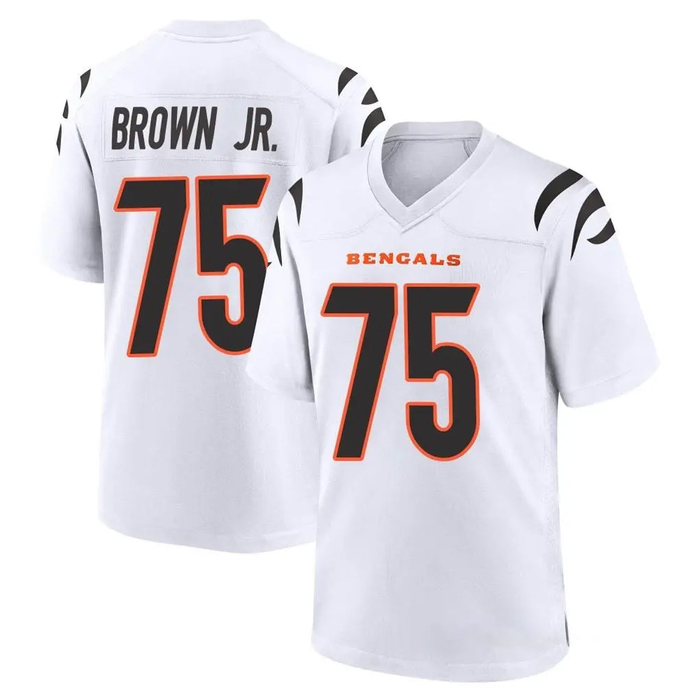 C.Bengals #75 Orlando Brown Jr. Player White Home Game Qdoa Stitched Jerseys