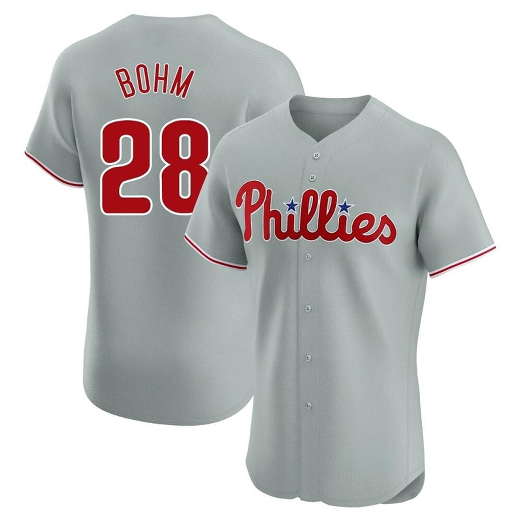 P.Phillies #28 Alec Bohm Player Gray Home Limited Elite Qdoa Stitched Jerseys
