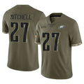 P.Eagles #27 Quinyon Mitchell Player Olive Salute To Service Limited Qdoa Stitched Jerseys