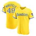 B.Red Sox #49 Tim Wakefield Player Yellow Limited Elite Home Game Qdoa Stitched Jerseys