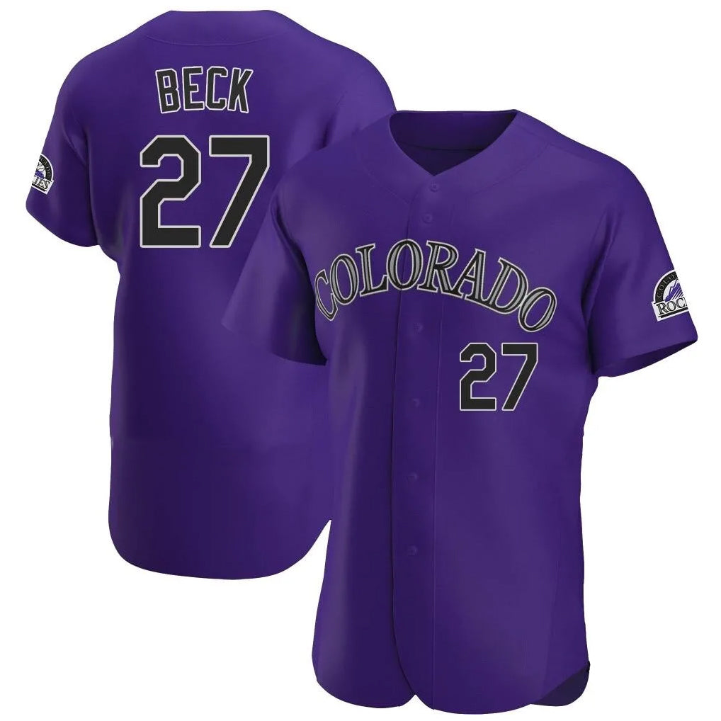 C.Rockies #27 Jordan Beck Player Purple Limited Elite Home Qdoa Stitched Jerseys