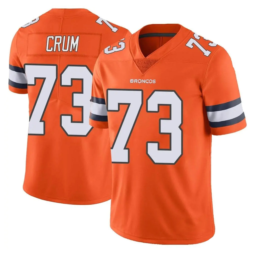 D.Broncos #73 Frank Crum Player Orange Vapor Untouchable Limited Home Game Qdoa Stitched Jerseys