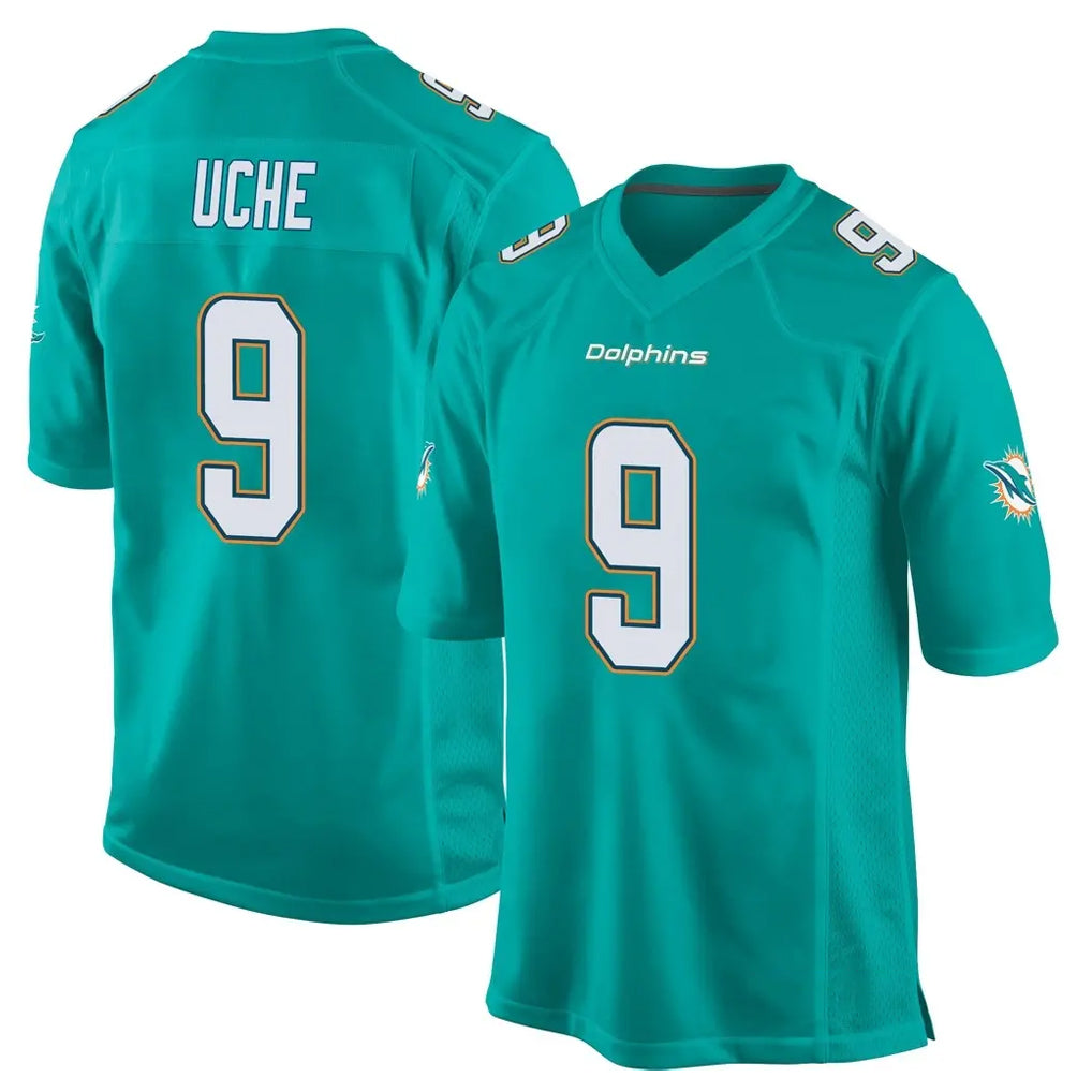 M.Dolphins #9 Joshua Uche Player Aqua Team Color Home Game Qdoa Stitched Jerseys