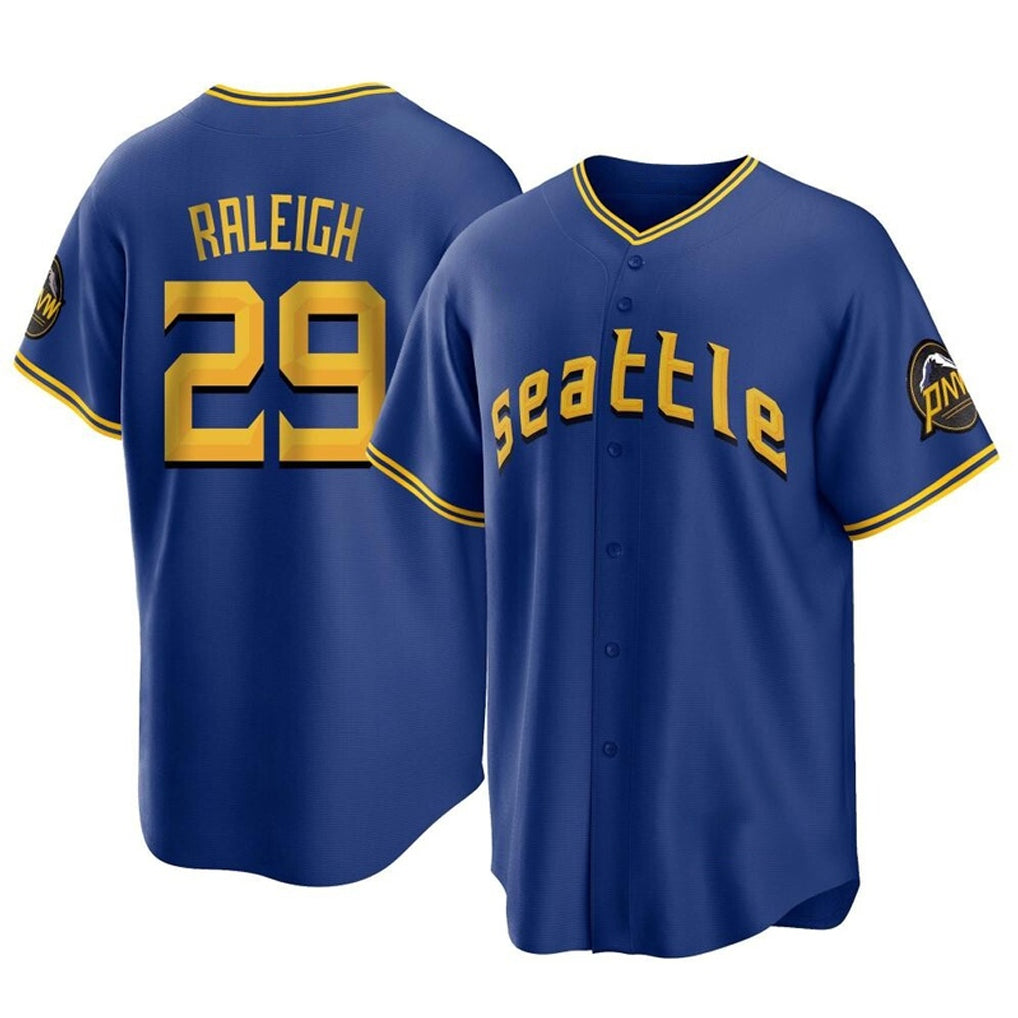 S.Mariners #29 Cal Raleigh Player Royal City Connect Home Game Qdoa Stitched Jerseys