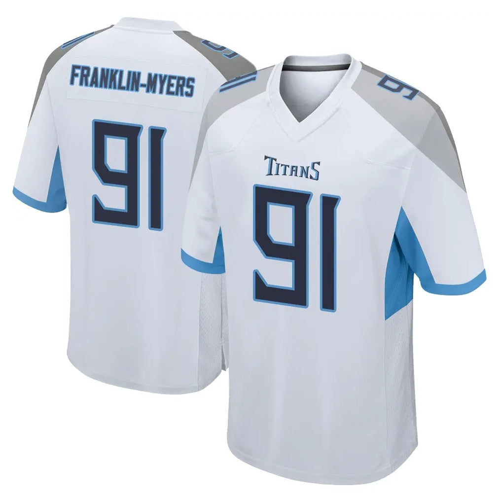 T.Titans #91 John Franklin-Myers Player White Home Game Qdoa Stitched Jerseys