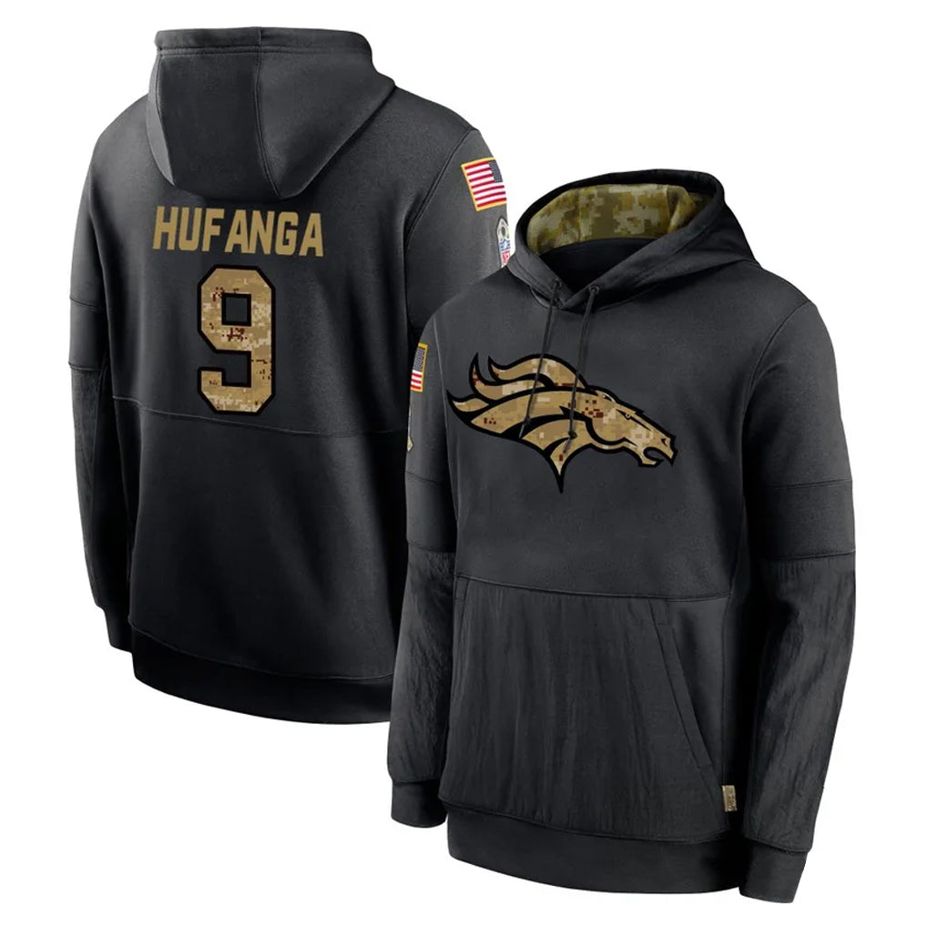 D.Broncos #9 Talanoa Hufanga Player Black Salute to Service Pullover Hoodies Limited Qdoa Stitched Jerseys