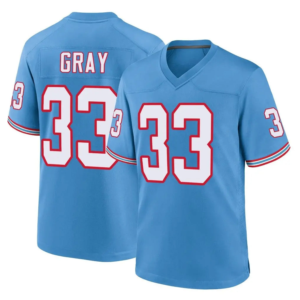 T.Titans #33 Cedric Gray Player Light Blue Oilers Throwback Home Game Qdoa Stitched Jerseys