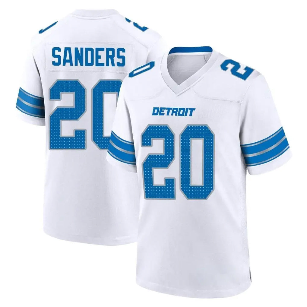 D.Lions #20 Barry Sanders Player White Alternate Home Game Qdoa Stitched Jerseys