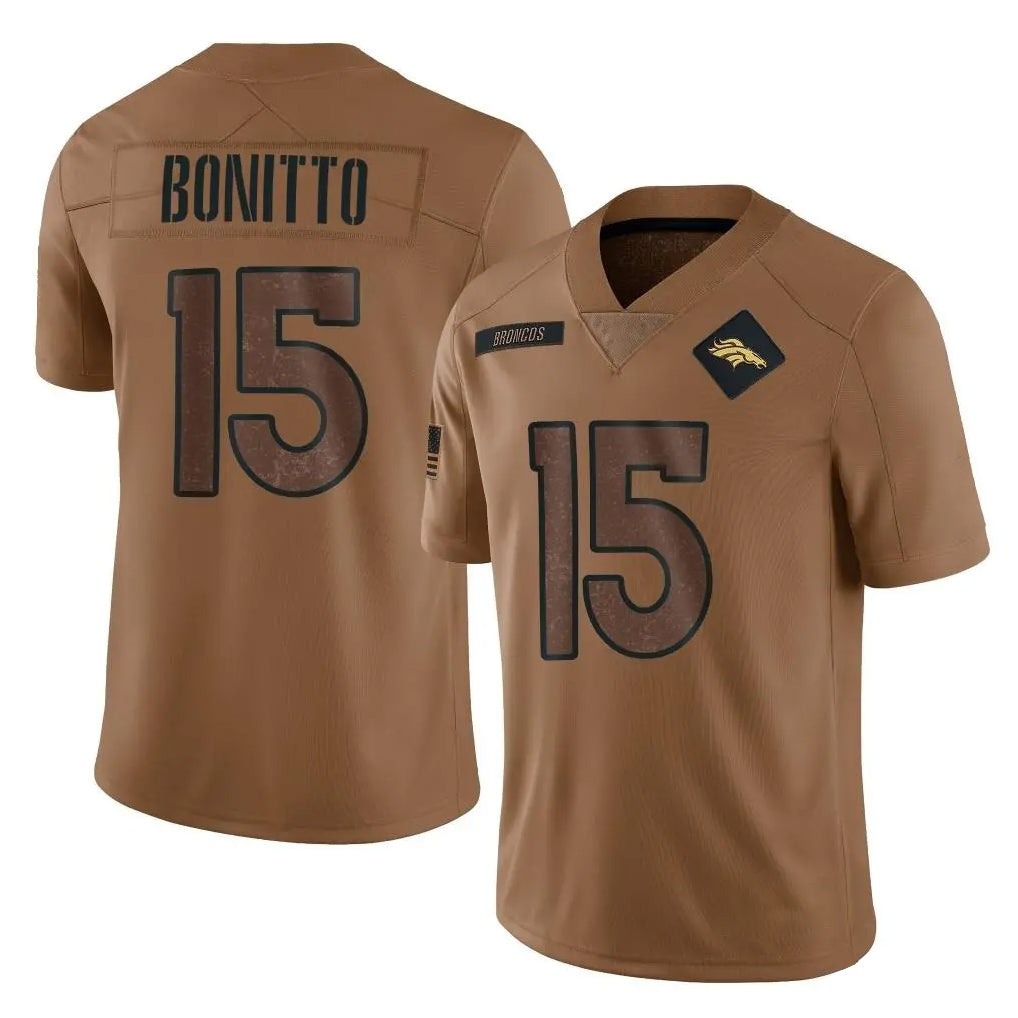 D.Broncos #15 Nik Bonitto Player Brown Salute To Service Limited Qdoa Stitched Jerseys