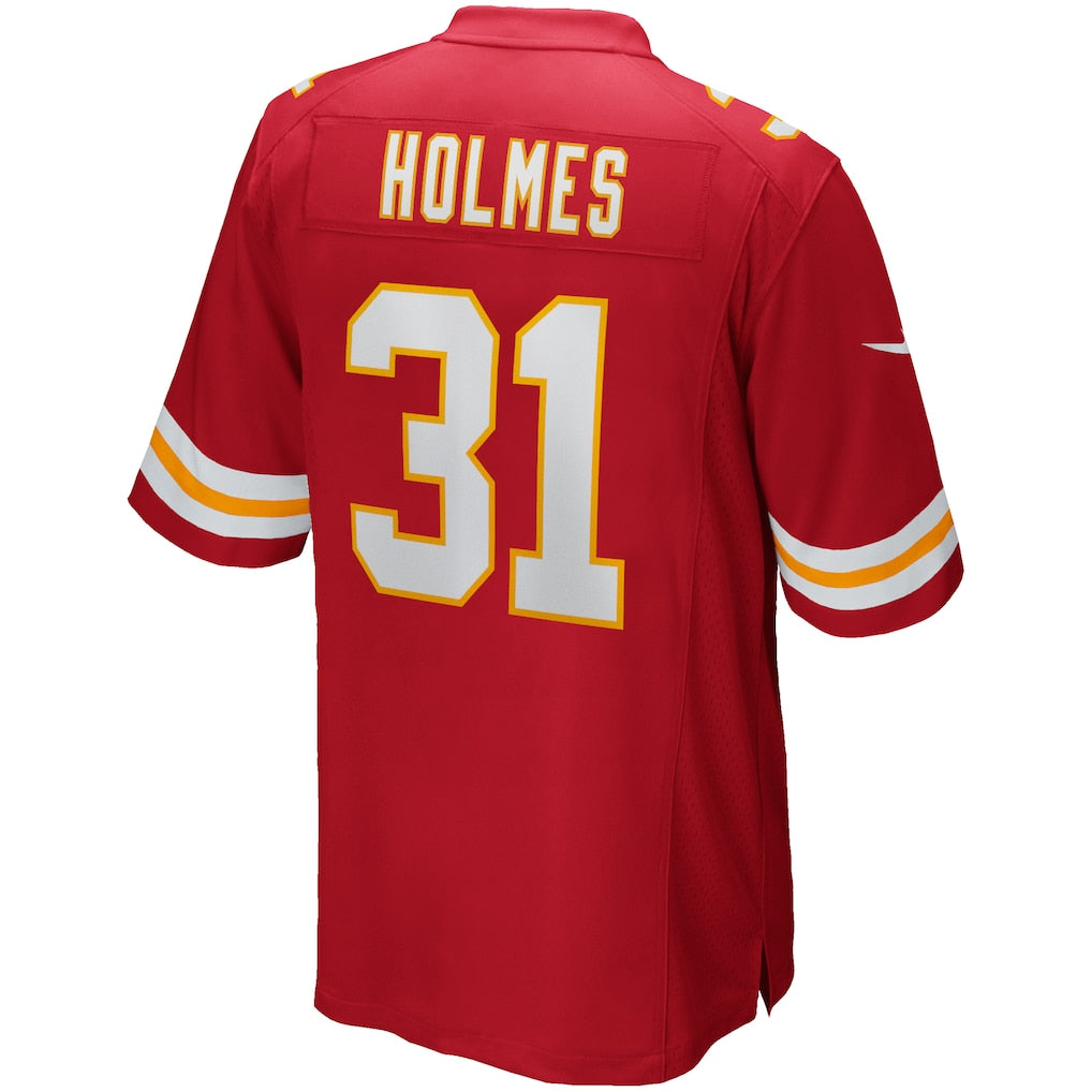 Qdoa KC.Chiefs #31 Priest Holmes Red Game Retired Player Jersey