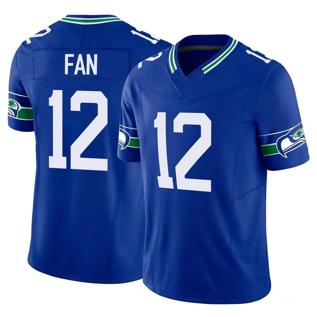 S.Seahawks #12 12th Fan Player Royal Limited Throwback Vapor F.U.S.E. Home Game Qdoa Stitched Jerseys