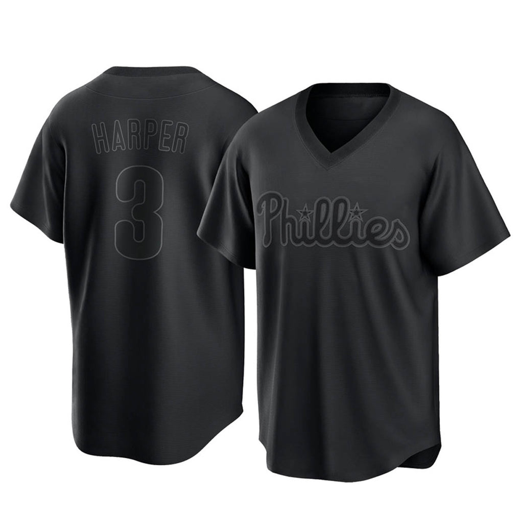 P.Phillies #3 Bryce Harper Player Black Pitch Fashion Limited T-shirt Qdoa Stitched Jerseys