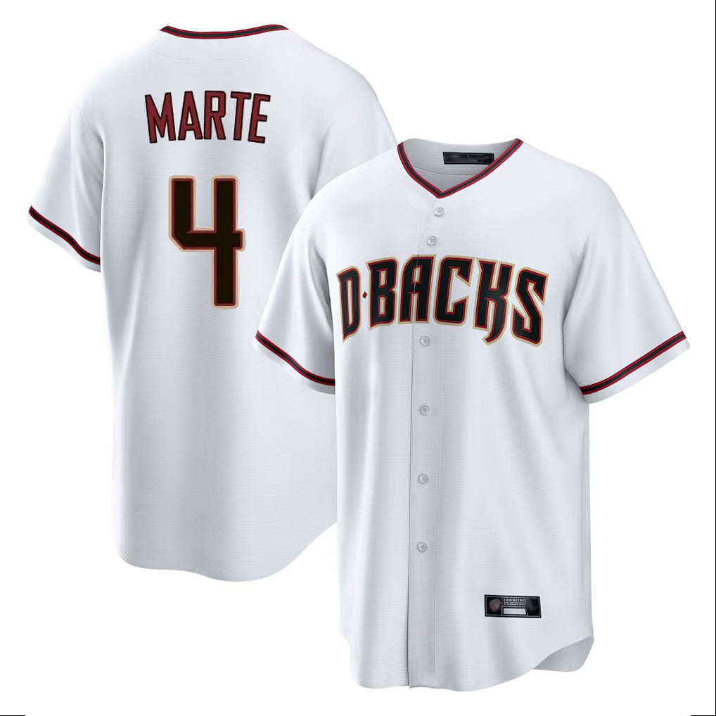 A.Diamondbacks #4 Ketel Marte Player White Home Game Qdoa Stitched Jerseys
