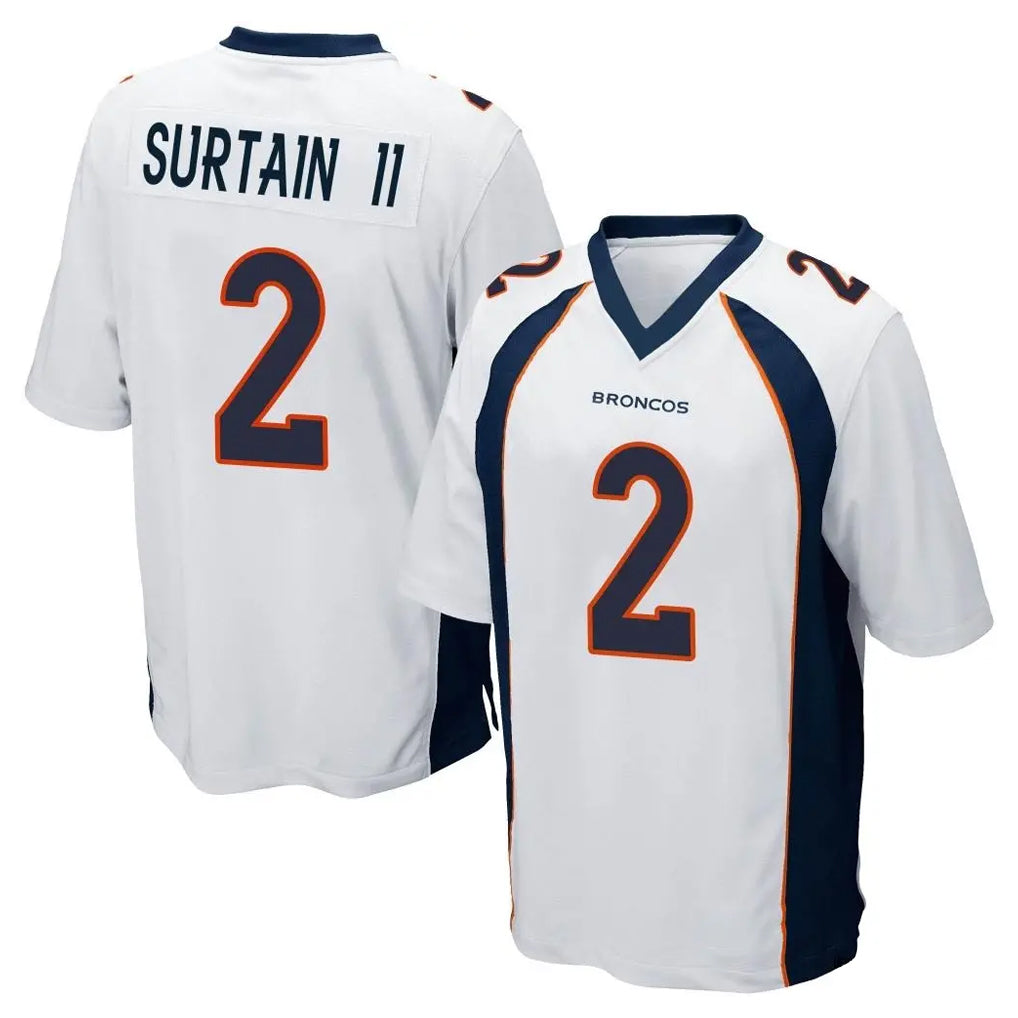 D.Broncos #2 Pat Surtain II Player White Game Qdoa Stitched Jerseys