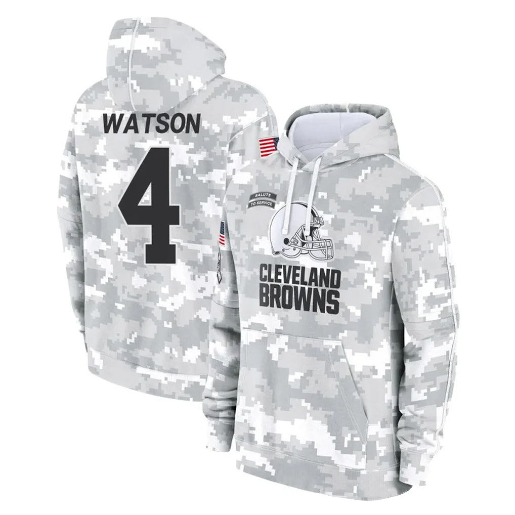 C.Browns #4 Deshaun Watson Player Arctic Camo Salute to Service Hoodies Limited Game Qdoa Stitched Jerseys