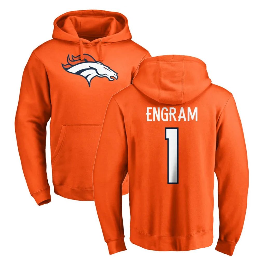 D.Broncos #1 Evan Engram Player Orange Pullover Hoodie Limited Qdoa Stitched Jerseys