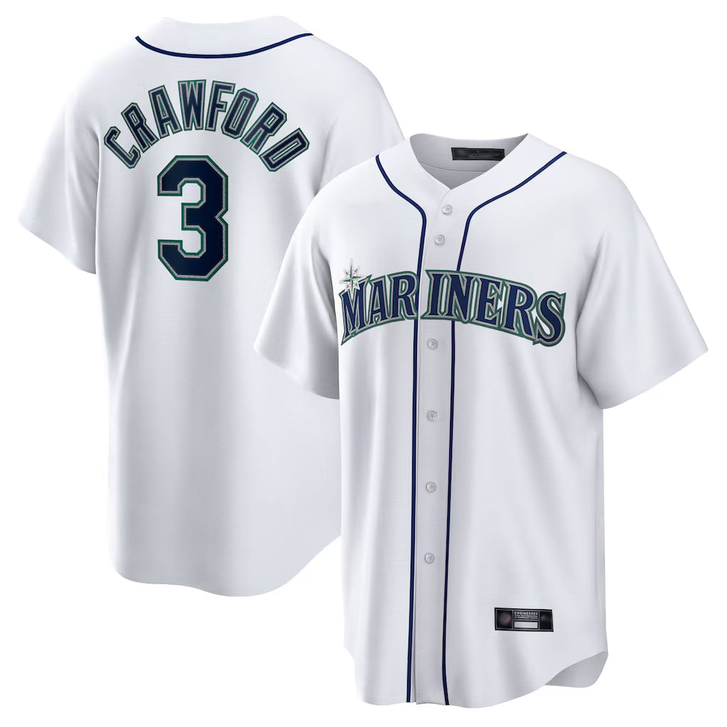 S.Mariners #3 J.P. Crawford Player White Home Game Qdoa Stitched Jerseys