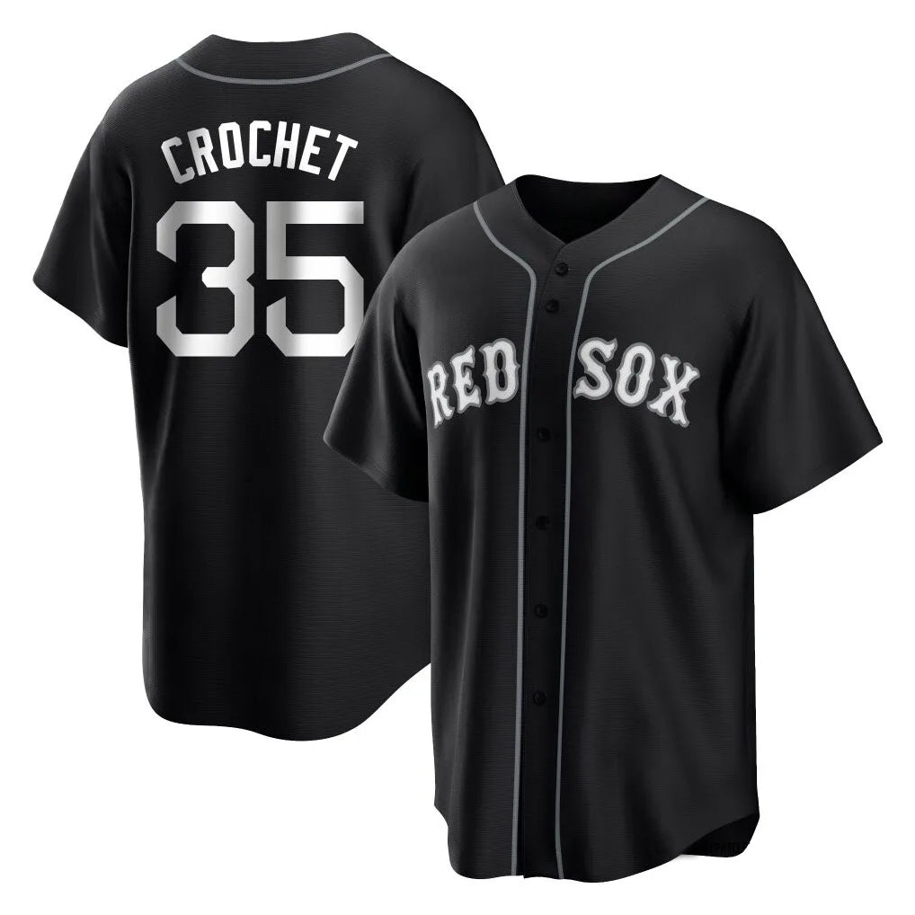 B.Red Sox #35 Garrett Crochet Player Black Home Game Qdoa Stitched Jerseys