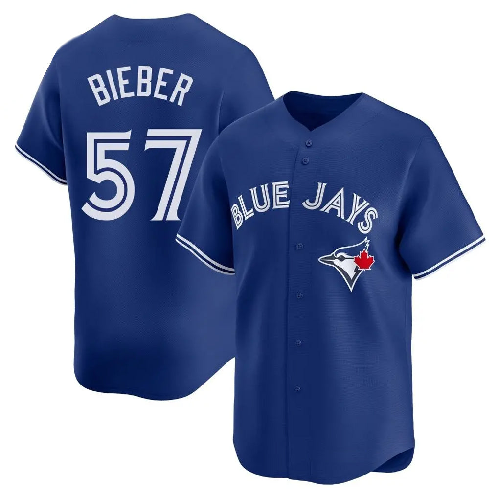 T.Blue Jays #57 Shane Bieber Player Royal Home Qdoa Stitched Jerseys