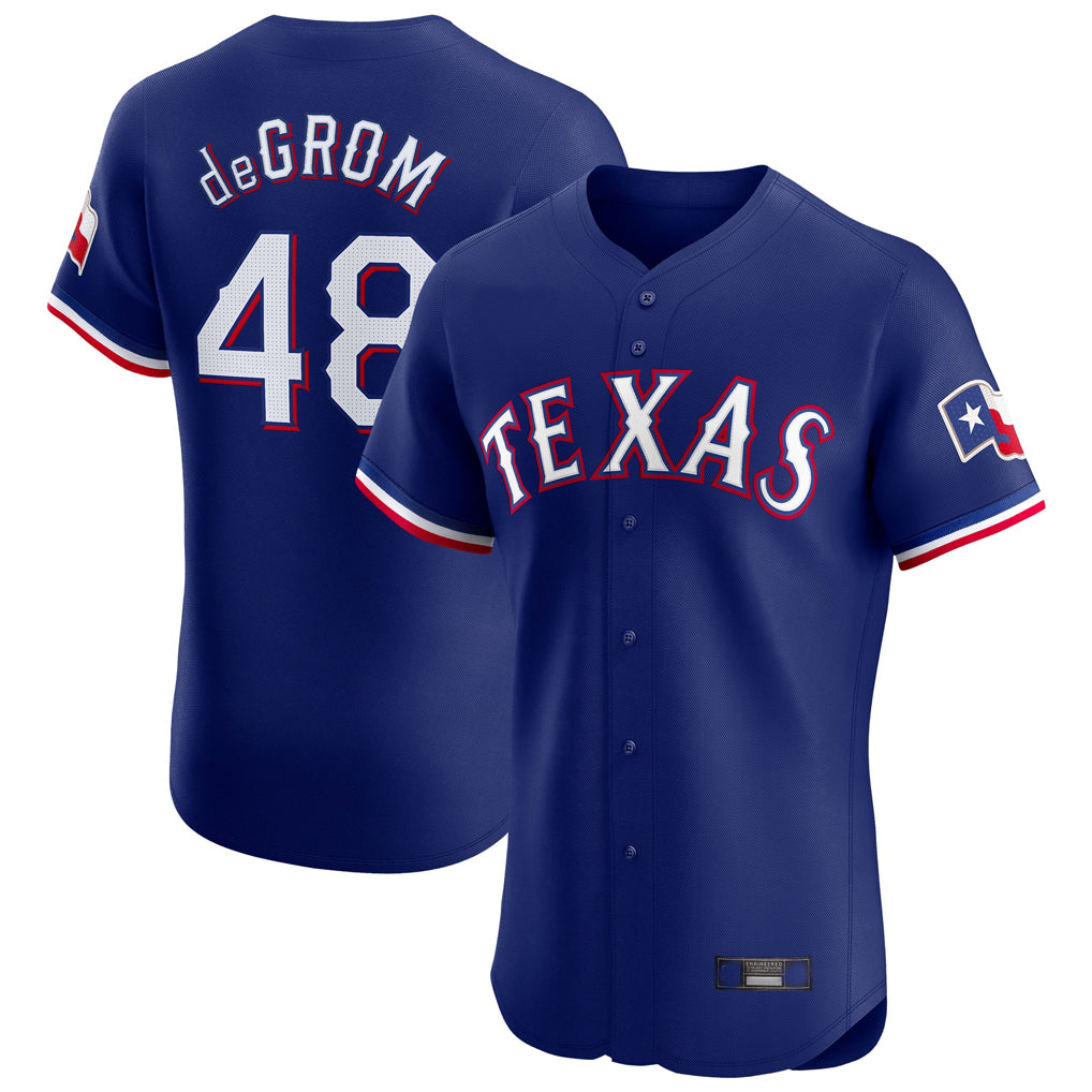 T.Rangers #48 Jacob deGrom Player Royal Elite Home Limited Qdoa Stitched Jerseys