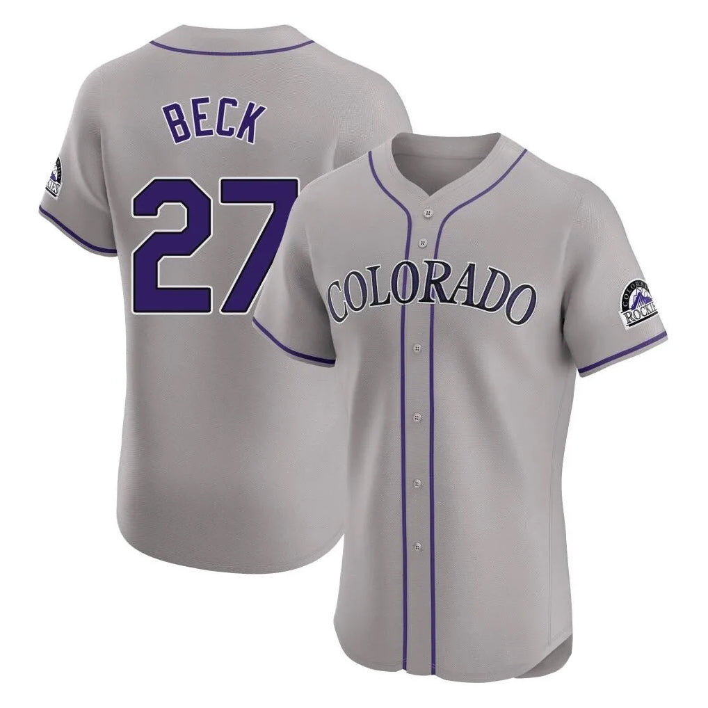 C.Rockies #27 Jordan Beck Player Gray Limited Elite Home Qdoa Stitched Jerseys