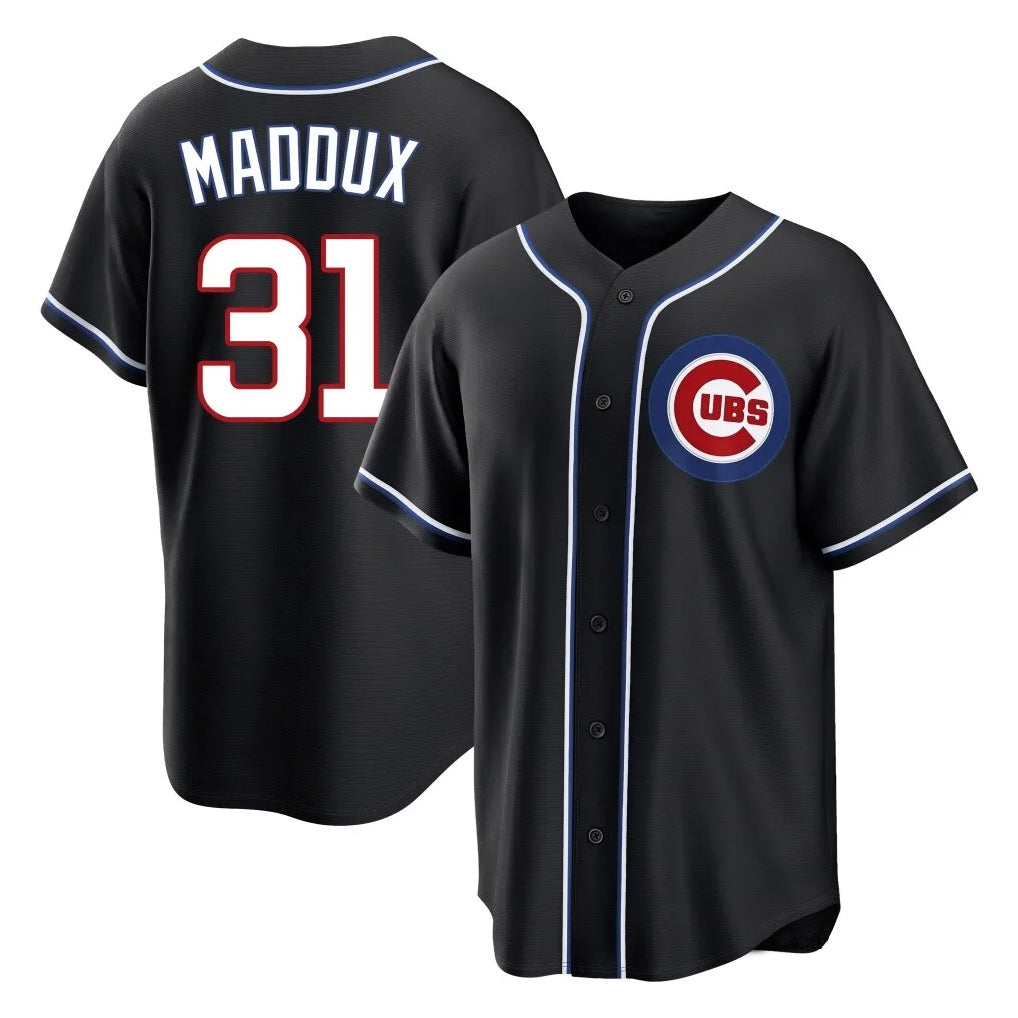 C.Cubs #31 Greg Maddux Player Black Fashion Out Game Qdoa Stitched Jerseys
