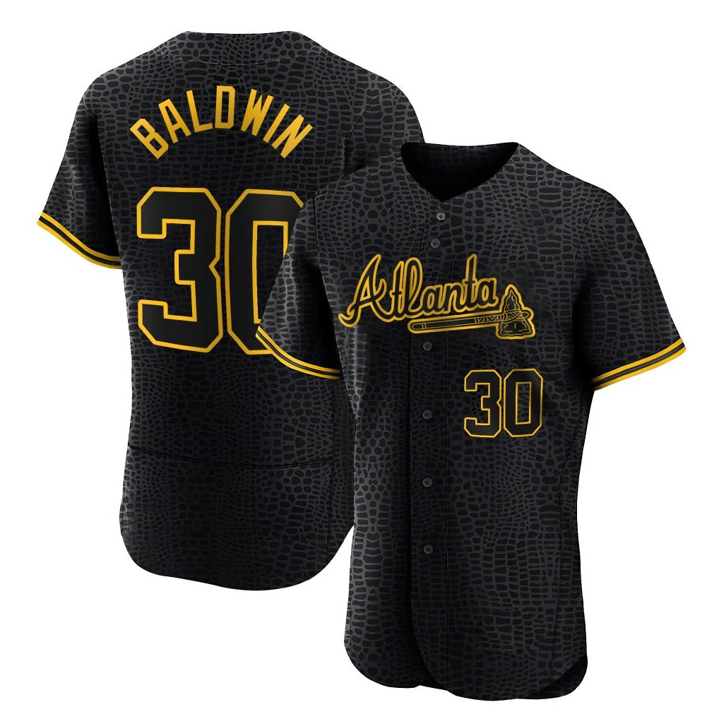 A.Braves #30 Drake Baldwin Player Black Snake Skin City Limited Elite Home Game Qdoa Stitched Jerseys