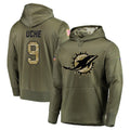 M.Dolphins #9 Joshua Uche Player Olive Salute to Service Pullover Hoodies Home Game Qdoa Stitched Jerseys