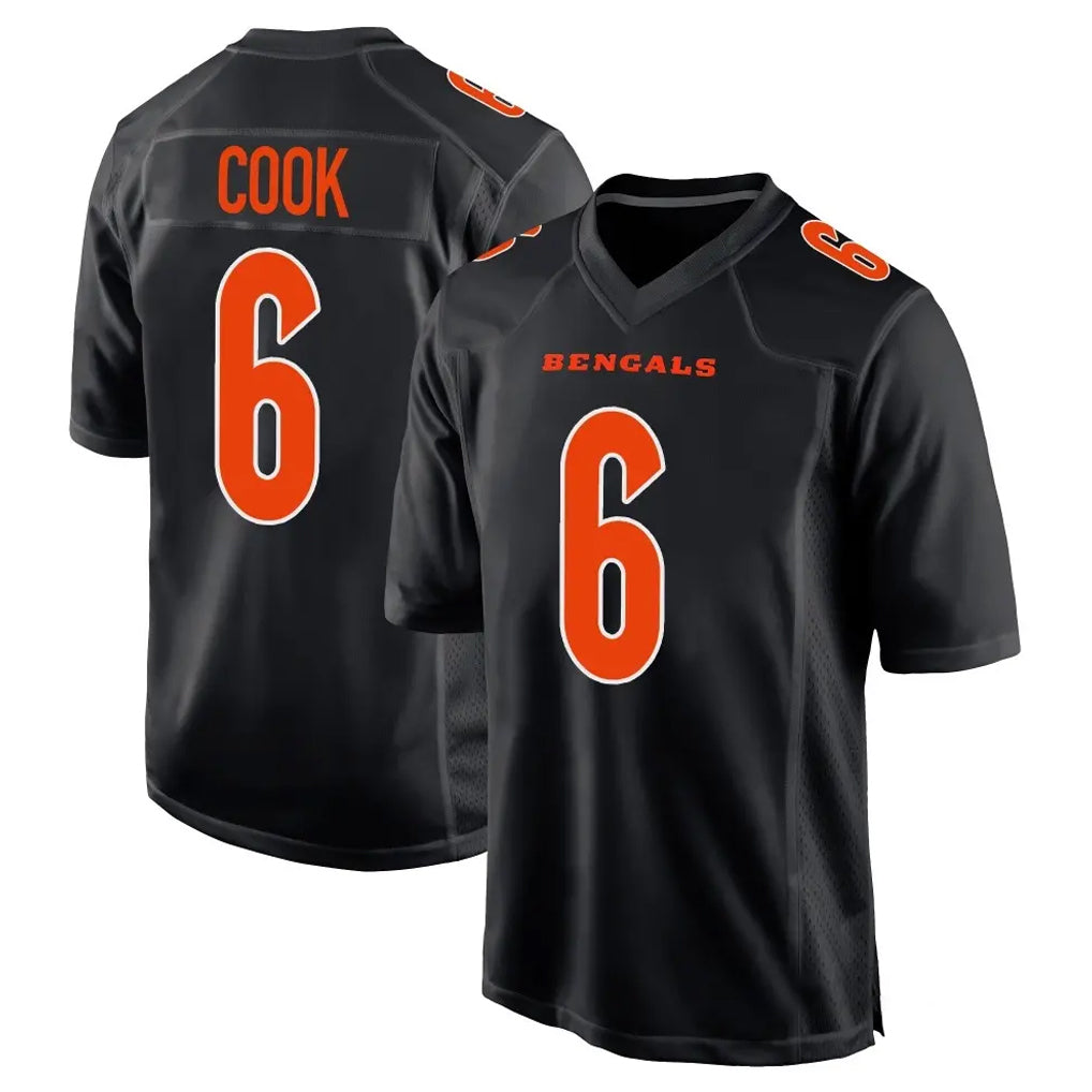 C.Bengals #6 Brian Cook Player Black Fashion Game Qdoa Stitched Jerseys