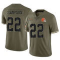 C.Browns #22 Dylan Sampson Player Olive Salute to Service Limited Game Qdoa Stitched Jerseys