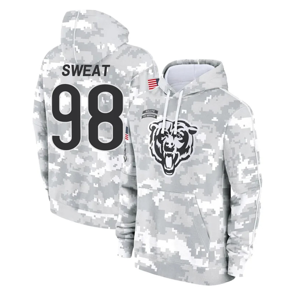 C.Bears #98 Montez Sweat Player Arctic Camo Salute to Service Pullover Hoodies Limited Qdoa Stitched Jerseys
