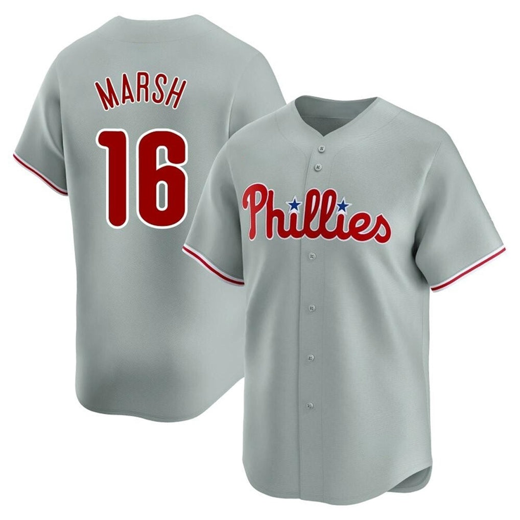 P.Phillies #16 Brandon Marsh Player Gray Home Limited Qdoa Stitched Jerseys