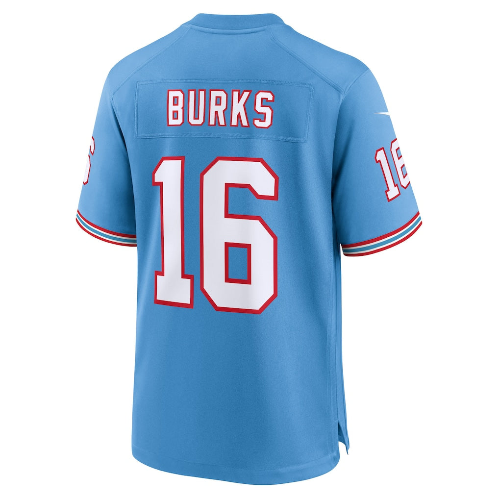 Qdoa T.Titans #16 Treylon Burks Light Blue Oilers Throwback Alternate Game Player Jersey