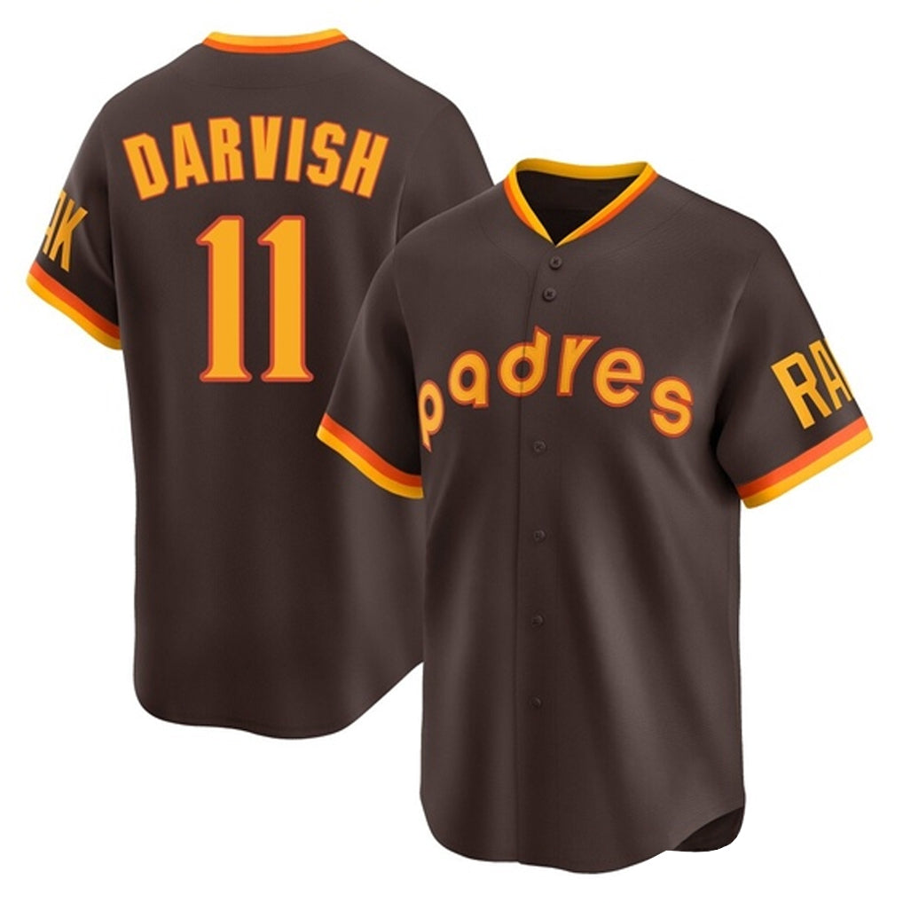 S.Diego Padres #11 Yu Darvish Player Brown Home Cooperstown Collection Replica Game Qdoa Stitched Jerseys