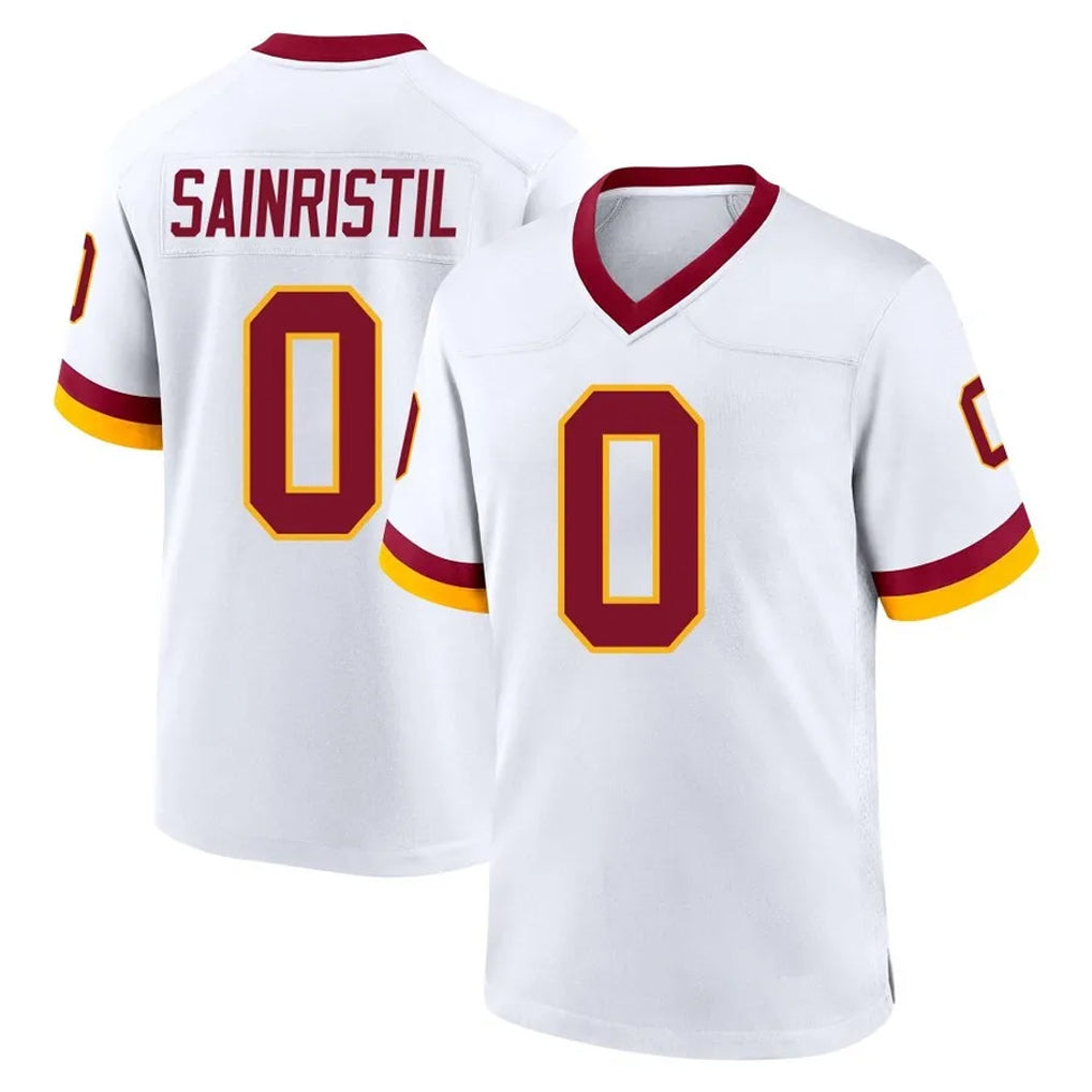 W.Commanders #0 Mike Sainristil Player White Home Game Qdoa Stitched Jerseys