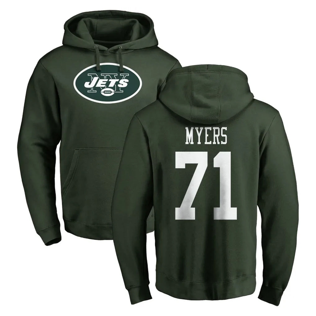 NY.Jets #71 Josh Myers Player Green LOGO Pullover Hoodies Limited Game Qdoa Stitched Jerseys