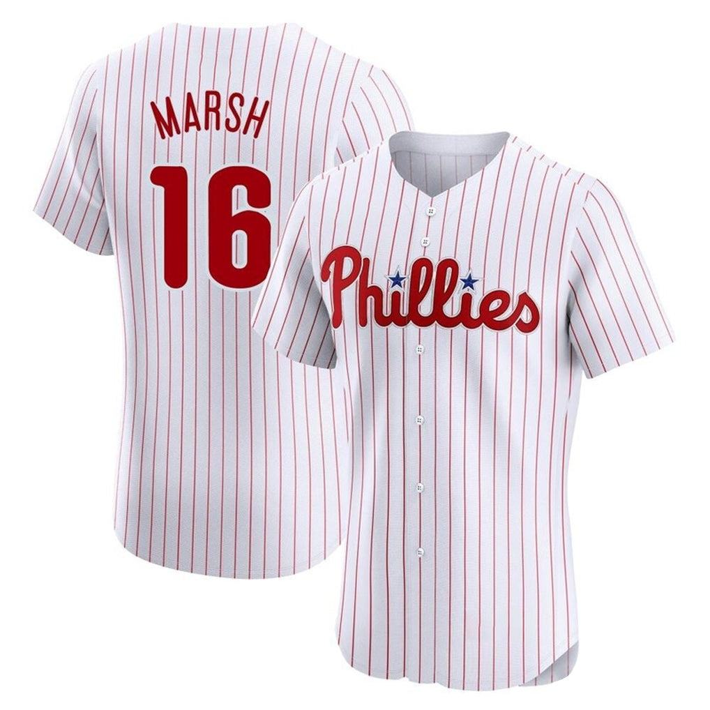 P.Phillies #16 Brandon Marsh Player White Home Limited Elite Qdoa Stitched Jerseys