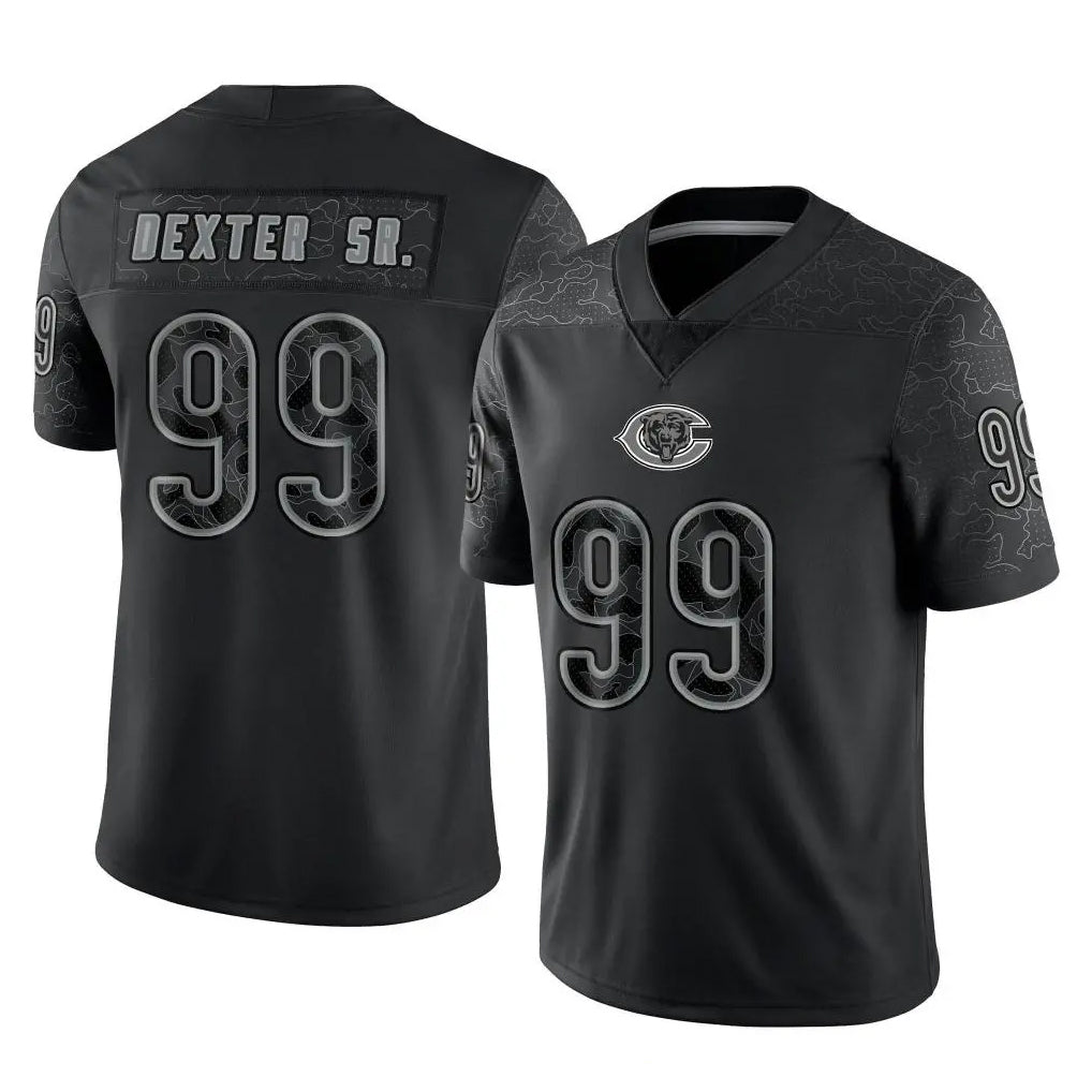 C.Bears #99 Gervon Dexter Sr. Player Black REFLECTIVE Limited Game Qdoa Stitched Jerseys