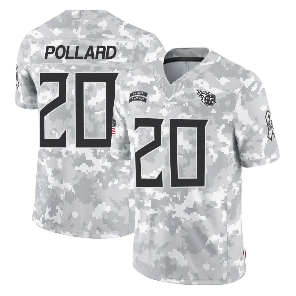 T.Titans #20 Tony Pollard Player Arctic Camo Limited Salute to Service Home Game Qdoa Stitched Jerseys
