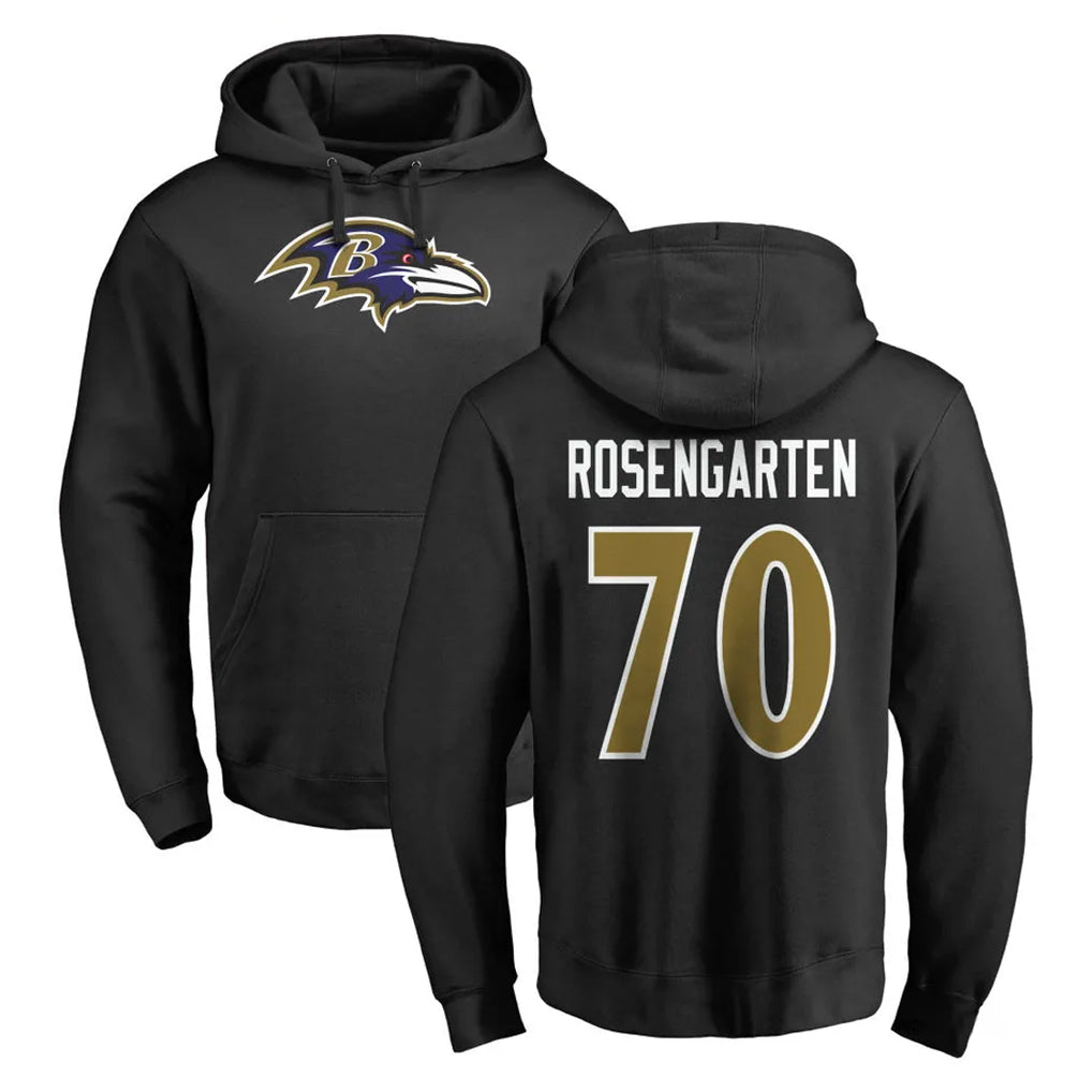 B.Ravens #70 Roger Rosengarten Player Black Pullover Hoodie Qdoa Stitched Jerseys