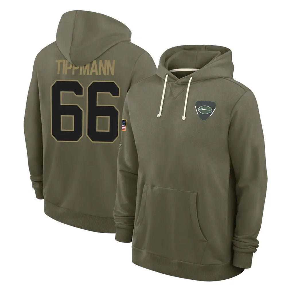 NY.Jets #66 Joe Tippmann Player Olive Salute to Service Pullover Hoodies Limited Qdoa Stitched Jerseys