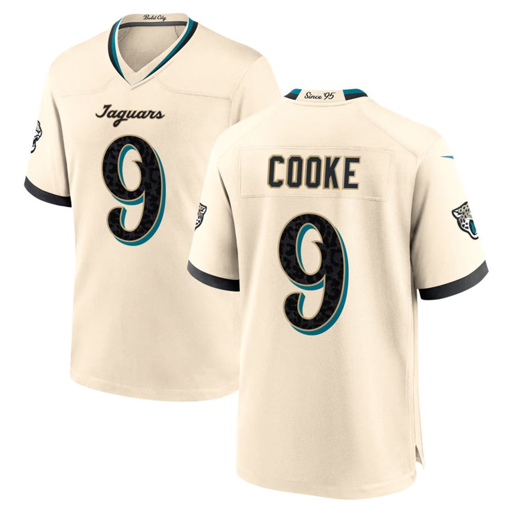 J.Jaguars #9 Logan Cooke Player Natural 2026 Rivalries Collection Game Qdoa Stitched Jerseys