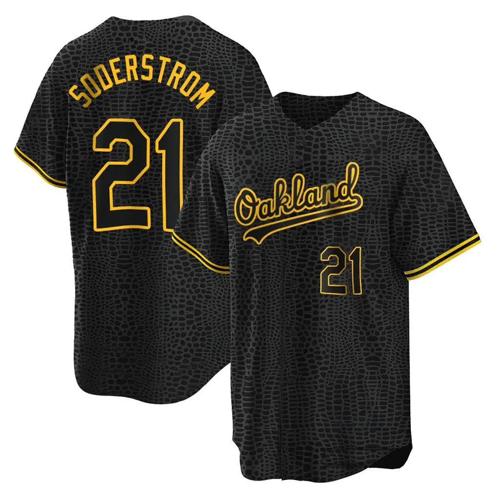 Athletics #21 Tyler Soderstrom Player Black Snake Skin City Home Game Qdoa Stitched Jerseys