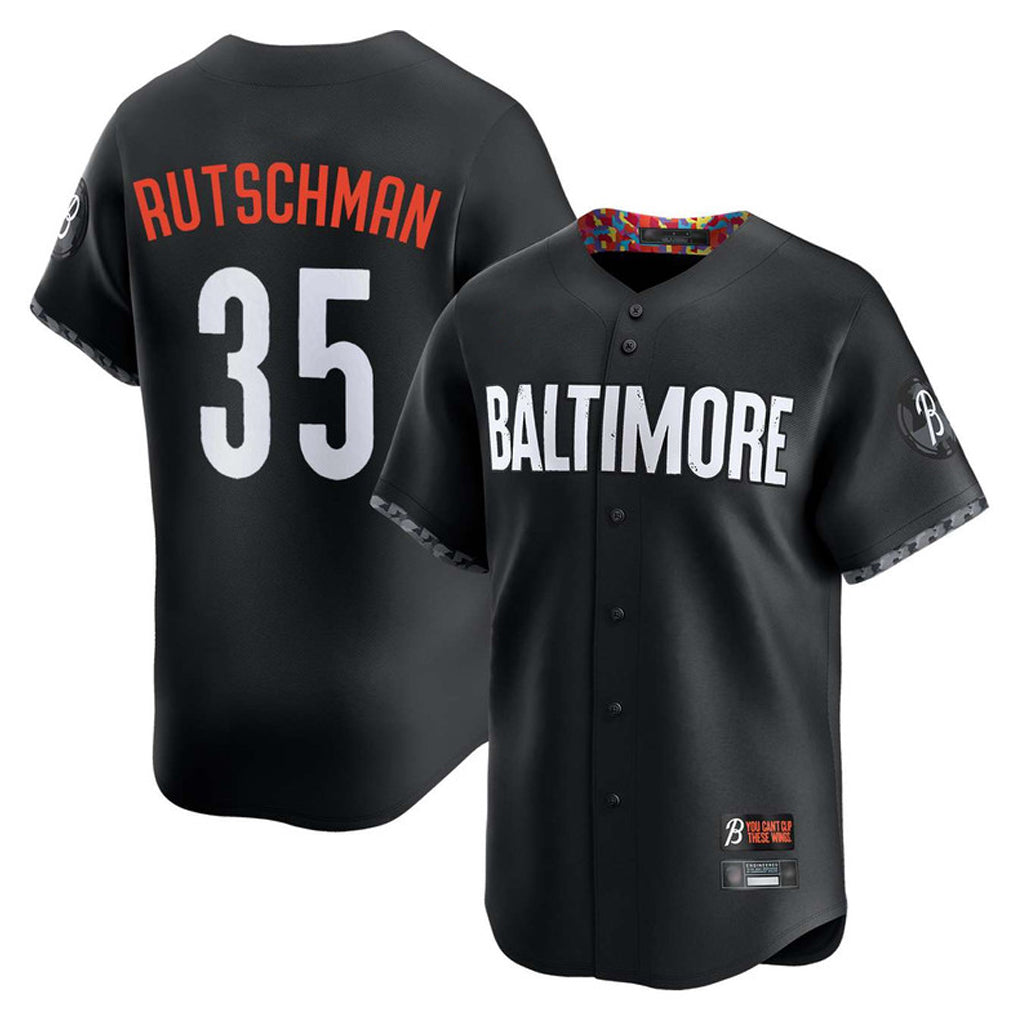 B.Orioles #35 Adley Rutschman Player Black City Connect Limited Home Game Qdoa Stitched Jerseys