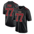 SF.49ers #77 Dominick Puni Player Black Fashion Home Game Qdoa Stitched Jerseys