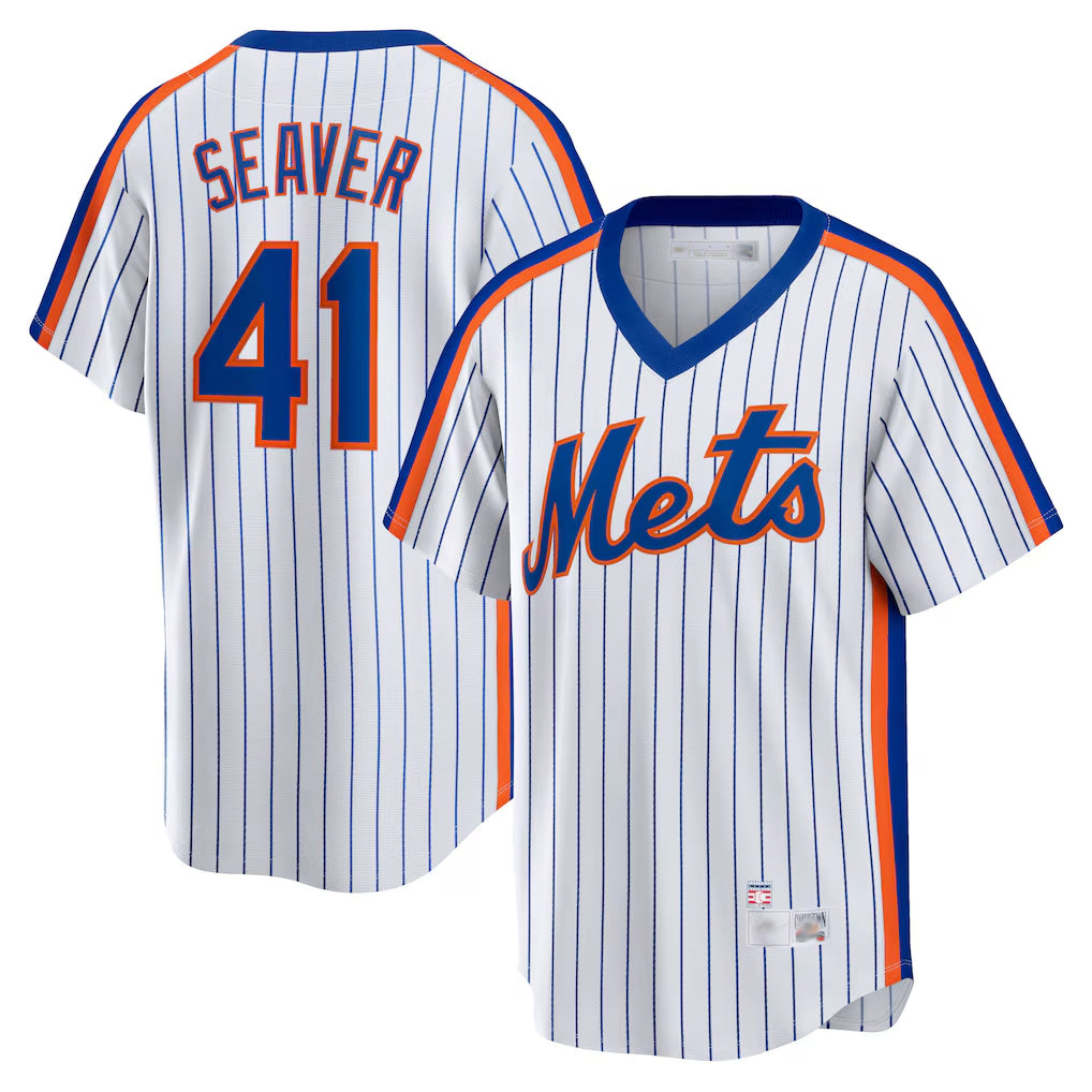 NY.Mets #41 Tom Seaver Player White Cooperstown Collection T-shirt Home Qdoa Stitched Jerseys