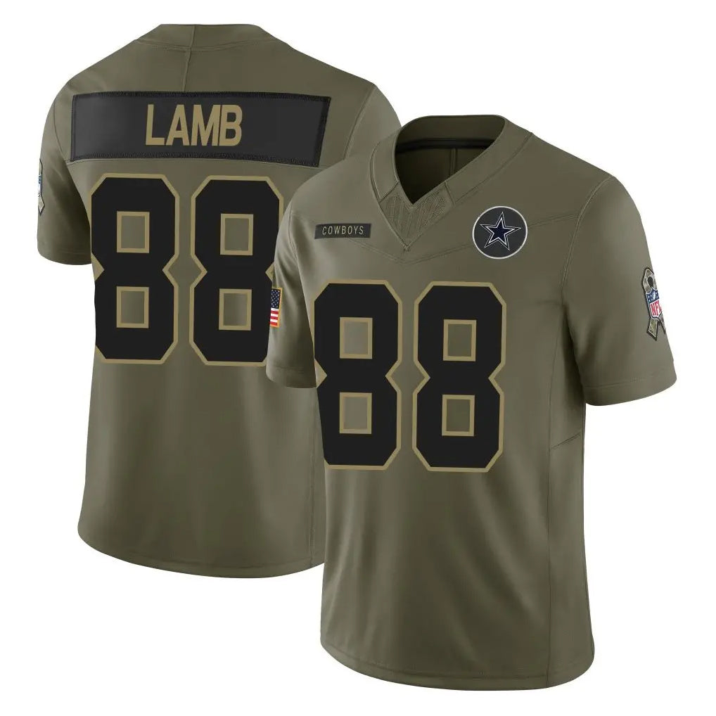 D.Cowboys #88 CeeDee Lamb Player Olive 2025 Salute to Service Limited Home Game Qdoa Stitched Jerseys